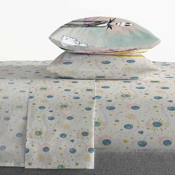 Jay Franco Sheet Set with Fitted, Flat Sheets & Pillow Cover - Ultra-Soft Bedding with Pillowcase for Room Decor, Beige - Nightmare Before Christmas, 4 Piece Full - Image 6