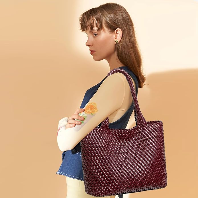 JINMANXUE Fashion Woven Bag Shopper Bag Travel Handbags and Purses Women Tote Bag Large Capacity Shoulder Bags - Image 2