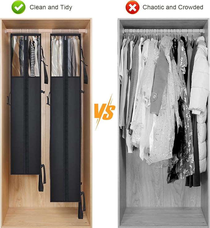 Univivi Hanging Garment Bag for Travel, 60" Heavy Duty Suit Bags, Extra Capacity Hanging Clothes Bag for Closet Storage, Dress Cover with Handles and Buckle Straps for Suit, Coat, Jacket, 2 Pack - Image 4