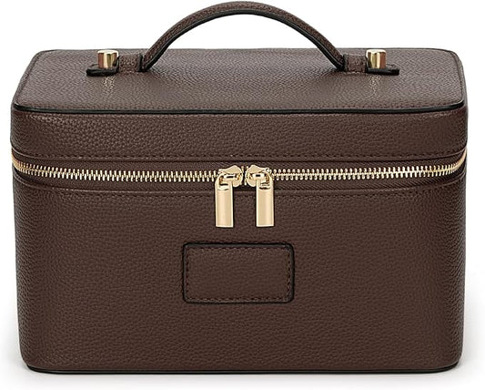 HiTotes Makeup Bag Large Vanity Case for Women Travel Cosmetic Bag Makeup Case Organizer Leather Travel Toiletry Bag by HiTotes