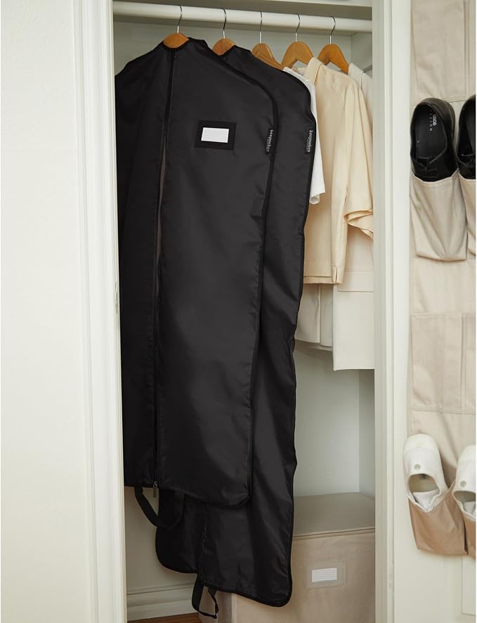 Covermates Keepsakes Garment Bag Set - Premium Polyester - Full Length Zipper - ID Window - Carrying Handles - Closet Storage, Black - Image 4