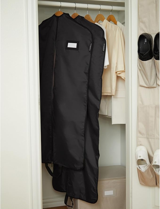 Covermates Keepsakes Garment Bag Set for Closet Storage and Travel – Breathable Suit and Dress Bags with ID Window and Carrying Handles – Heavy-Duty Hanging Wardrobe Protection Set, Black - Image 4