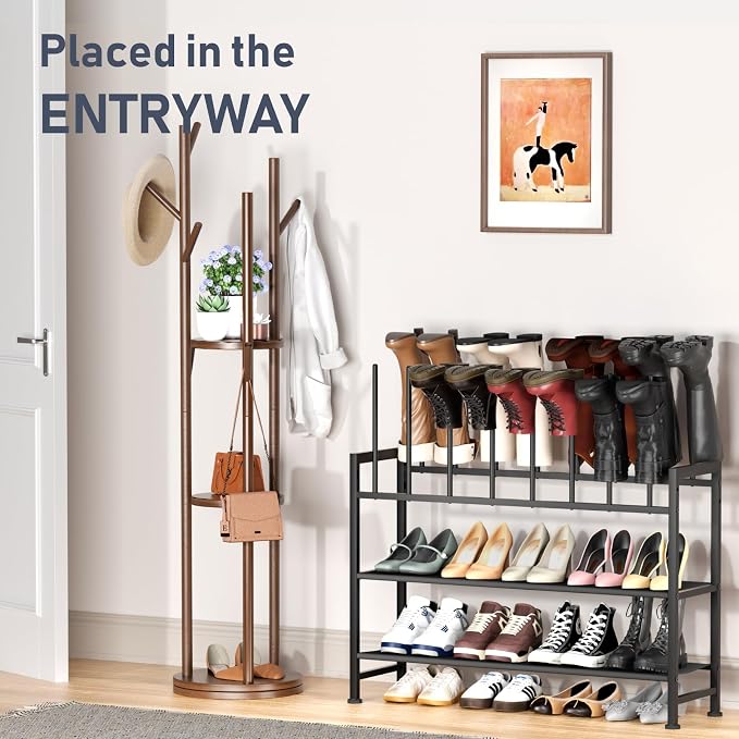 DIMJ Boot Rack 4-Tier - Black Metal Boot Storage Rack for Tall Boots Organizer Tall Boots, Multiuse Shoe Rack for Boots, Sneakers, High-Heel, Entryway, Fit for 8 Pairs, Black - Image 6