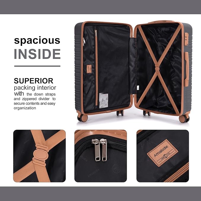 Luggage Sets 3 Piece,Suitcases with Double Spinner Wheels and TSA Lock,Hardcase 3 set Luggage with Travel Duffle Bag,Carry On Luggage Set - Image 5