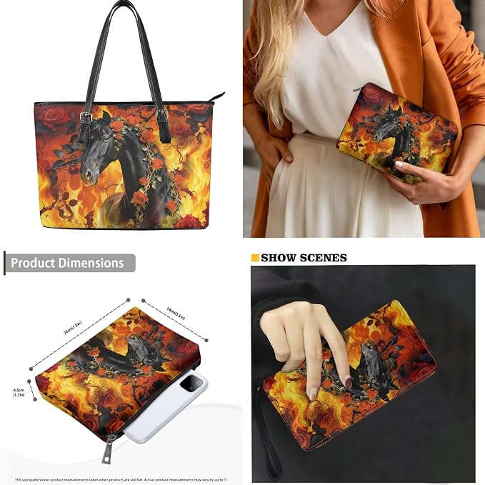 Women Purse Handbags Wallet Sets Leather Shoulder Tote Bag for Women,Top Handle Purse with Wrist Wallet Bag - Image 5