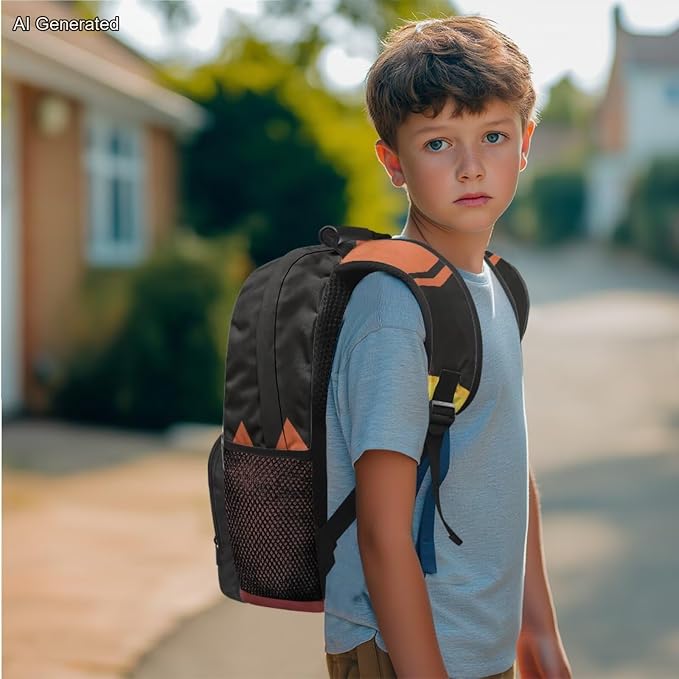 Flame Red Dinosaur SchoolBags for Boys 7-10 Kids Backpack and Lunch Box Set for Elementary Preschool Student with Zipper Pencil Case Water Bottle Sleeve Lightweight Bookbags School Supplies - Image 3