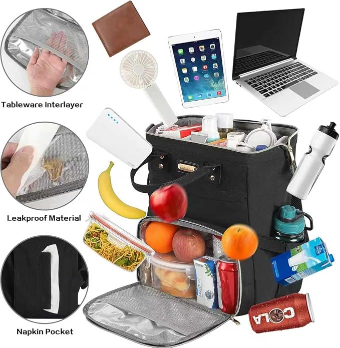 Lunch Bag Backpack, Insulated Cooler Backpack Lunch Box Laptop Backpack for Women Men Fits 15.6 Inch Laptop - Image 2