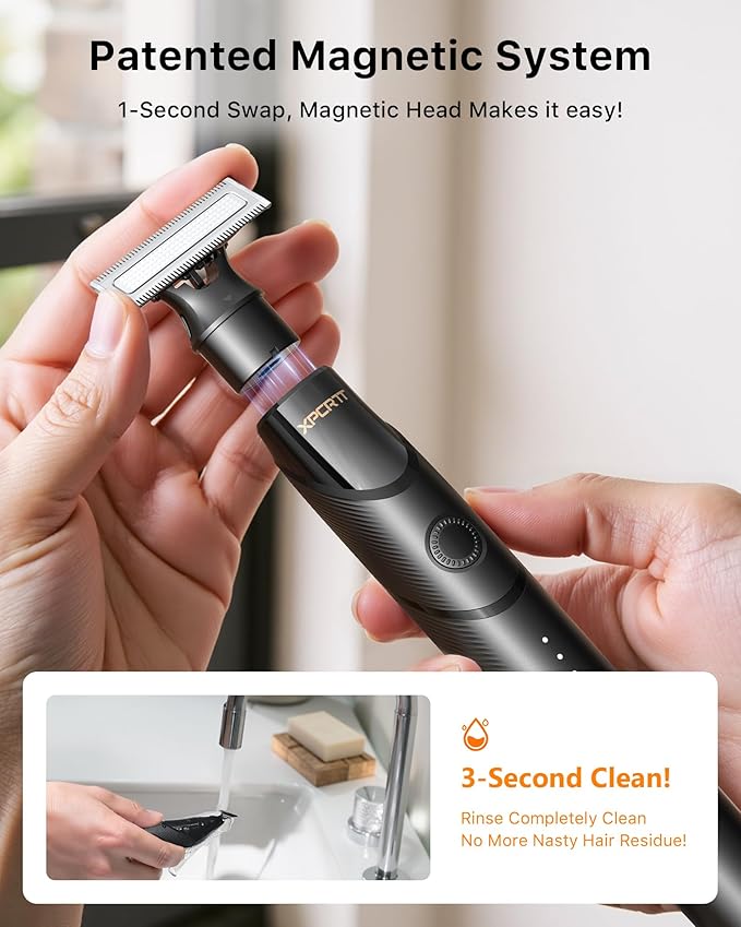 [2025 Upgraded] Body & Nose Hair Trimmer Kit, [All-in-One] Travel Beard Electric Shaver for Men, USB-C Fast Charging, Rechargeable Painless Razor Cordless Waterproof Wet/Dry, Black(Solo)