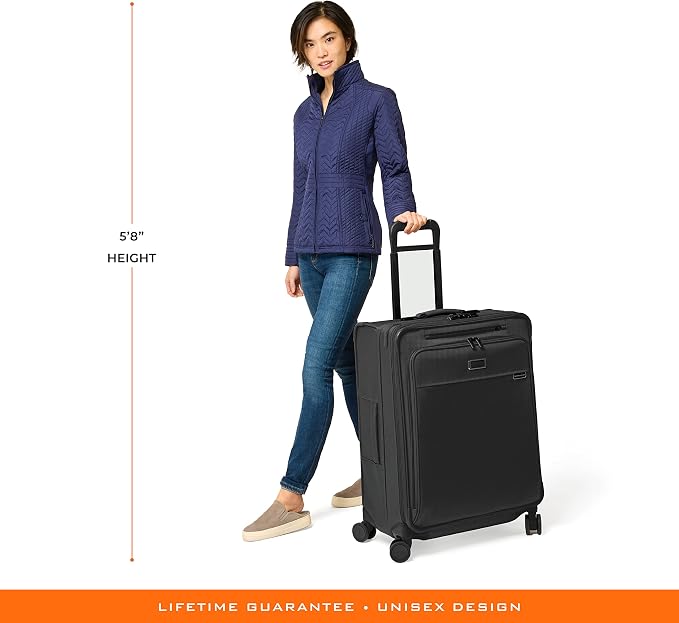 Briggs & Riley 26" Medium Expandable Spinner - Checked Luggage for Travel, Suitcases with Wheels, Softside Rolling Bag for Men & Women, Self-Repairing Zipper - Baseline Collection, Black - Image 13
