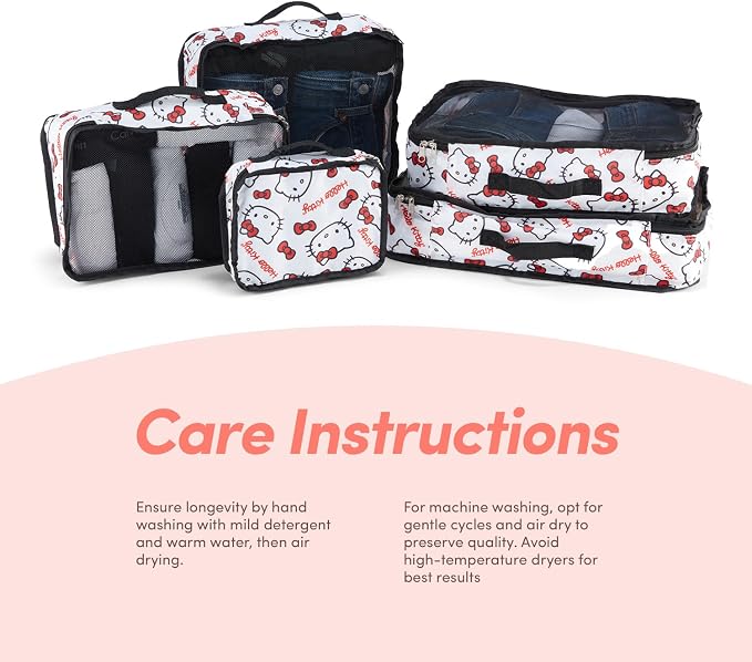 Sanrio's Hello Kitty Packing Cubes - 5 Piece Packing Cube Bags - Travel Essentials - Suitcase Luggage Organizer Set - Hello Kitty and Friends, My Melody, Kerromi, Kerropi, Badtz-Maru (Hello Kitty) - Image 7