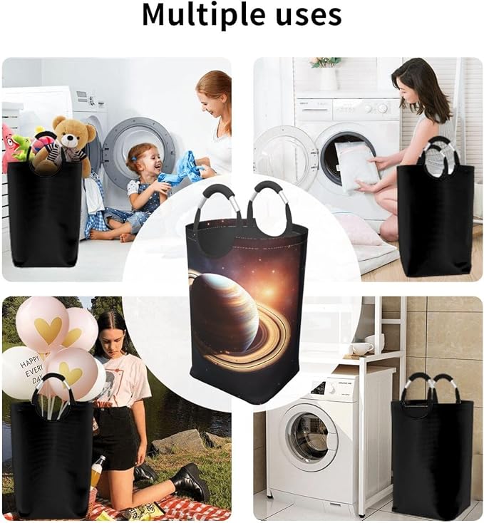 50L Tall Laundry Basket Saturn Ring Planet Laundry Hamper Foldable Dirty Clothes bags Washable Toys Storage Basket Organizer Bins Basket for College Dorm, Bathroom, Bedroom - Image 5