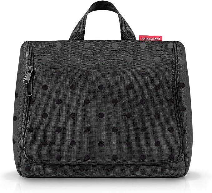 reisenthel Toiletbag XL Practical Toiletry Bag with Hook, Water-Repellent Material, Glossy Dots Black, 28 cm, Toilet bag XL glossy dots black by reisenthel%C2%AE