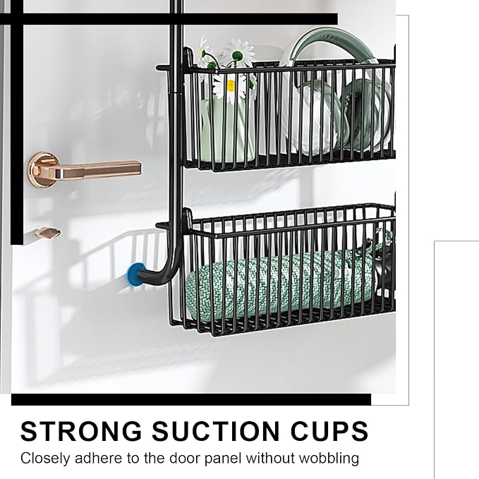 Over the Door Organizer, Metal Behind Door Hanging Storage, Toys Umbrellas Bags Organizer Rack, Large Capacity Organizer for Bedroom Bathroom Kitchen Pantry Closet Cabinet (Black,Six-Tier) - Image 7