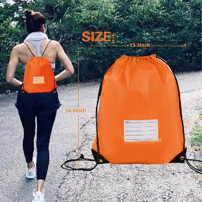 CODOBON 30 Pack Drawstring Bags,Bulk Draw String Backpack, DIY Gym Sports Cinch Bag Sackpack for Women Men, Orange - Image 5