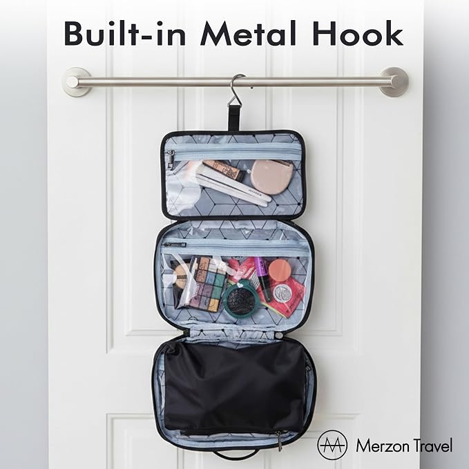 The All Week Kit from Hanging Toiletry Bag for Extended Trips with Multi Compartment Storage Large Travel Toiletry Organizer with Hook Made from Sturdy Water Resistant Nylon HNG-733-BLK - Image 7