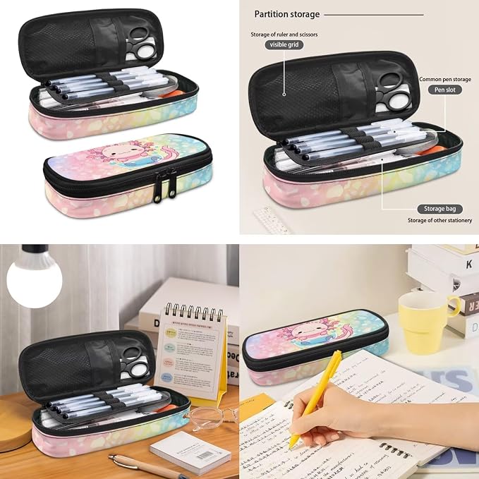 Rainbow Axolotl Backpacks for Kids, Girls Backpack School Bookbags with Insulated Lunch Box Pencil Case 3 in 1, Lightweight Sports Backpack - Image 4