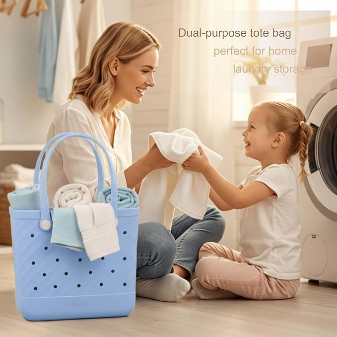 Rubber Tote Bag Extra Large & Medium, Waterproof Beach Bag for Women Men, Pool Travel Swim Silicone Tote - Image 2