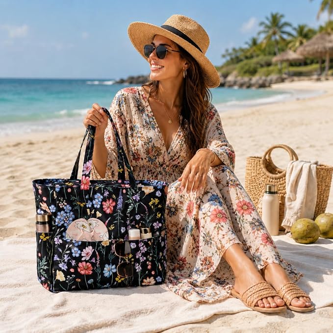 Bluboon Waterproof Beach Tote Pool Bags for Women Ladies Extra Large Carry On Bag With Wet Compartment for Weekender Travel - Image 3