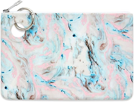 Oventure Large Silicone Pouch - Pastel Marble | Waterproof Zipper Bag & Holiday Gift for Women, Makeup & Travel by Oventure