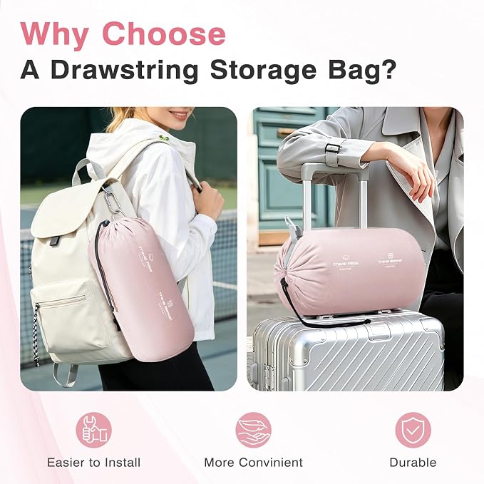 urnexttour Travel Pillow and Blanket Set Neck Pillows Travel Essentials with Sleep Mask for Airplane Car Memory Foam Pink - Image 3