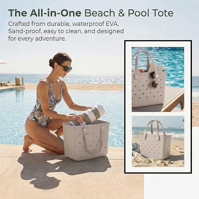 Rubber Beach Bag Waterproof Durable Large Tote Bag for Beach Sports Pool Swim Travel EVA Tote - Image 4
