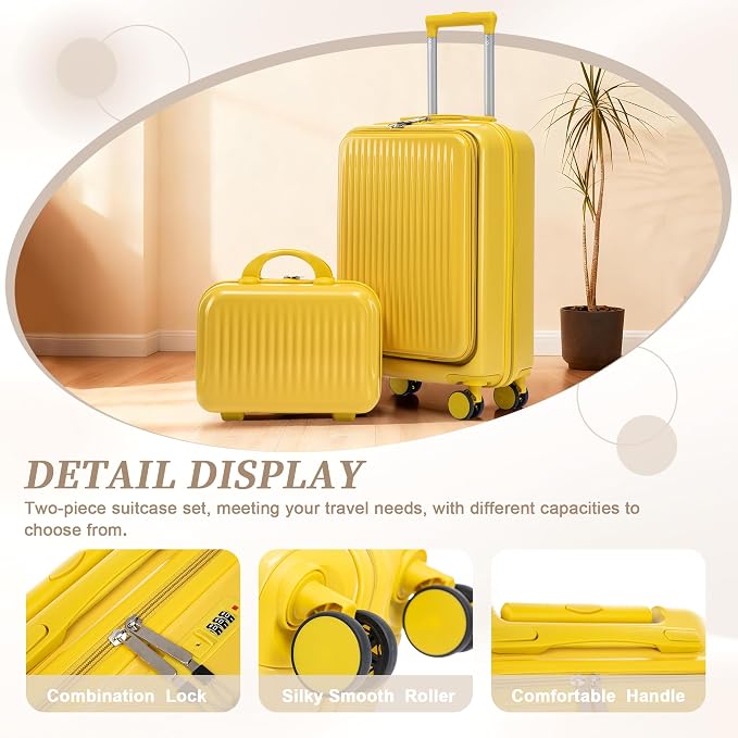 20/14 Inch Hardside Luggage, Durable Suitcase with Spinner Wheels - Image 2