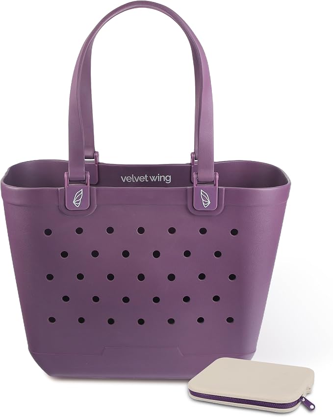 Large Rubber Beach Tote Bag - Waterproof Bag With Sand Proof Pouch For Beach, Travel, Pool (13.7" x 9.4" x 18.9") by Unknown