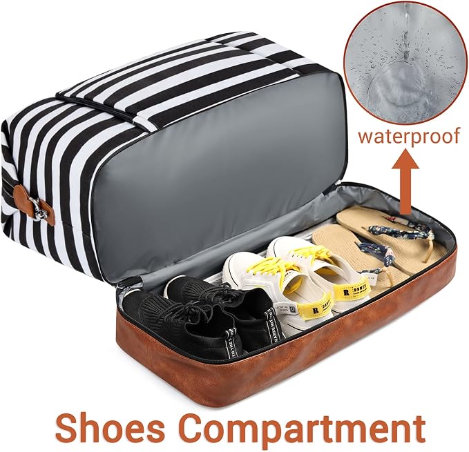 Travel Weekender Bag for Women, 21" Overnight Bag with Shoe Compartment 50L Large Travel Duffel Bag Carry On Tote for Weekend, Overnight, Business Trips, Water Resistant - Image 4