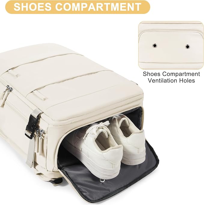 coofay Large Travel Backpack Carry on Flight Approved Mochila De Viaje Personal Item Backpack for Airlines Frontier Airlines Personal Item Bag Large Backpack for Travel Backpacks for Men Women Beige - Image 6