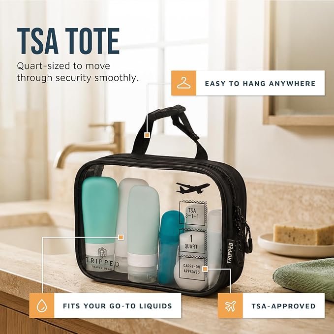 Toiletry Bag Kit 3 Piece Set: Hanging Travel Toiletry Bag + 311 TSA Cosmetic Liquid Bag + Accessory Organizer Pouch - Image 4