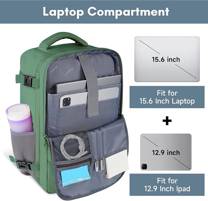 Taygeer Travel Backpack for Women, Carry On Backpack with Water Bottle Pocket & Shoe Pouch, TSA 15.6" Laptop Back Pack Flight Approved, College Gym Bag Casual Daypack for Weekender Business Hiking - Image 5