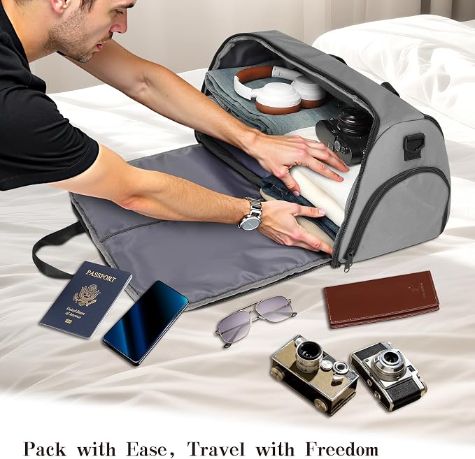 Garment Duffle Bags for Travel, Carry On Garment Duffel Weekender Bag 45L | 2-days Trip,Wrinkle-Free Travel,Separate Shoe Pocket | Overnight Garment Bag for Vacation, Business Trips, Weekend - Image 7