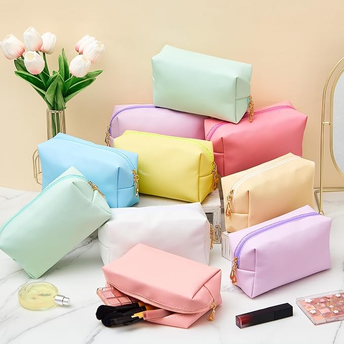 Kigeli Aesthetic Makeup Bags PU Leather Cosmetic Pouches Waterproof Plain Toiletry Bags Makeup Pouches Bulk for Women Party Gift Travel Storage Organizer(Vivid Color,7.1 x 2.8 x 4.3 in) - Image 3