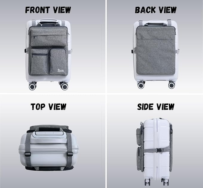 SUITEDNOMAD Luggage Harness for Carry On Bag, Over Suitcase Organizer with Storage Pockets and Laptop Sleeves, Slide On Adjustable Bag for Travel - Image 4