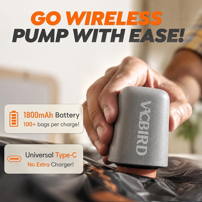 Rechargeable Wireless Pump Travel Storage Bags Set - 15 Pack Medium Size Vacuum Bags for Travel & Home, Space-Saving Compression Packing for Clothes, Blankets & Bedding - Image 2