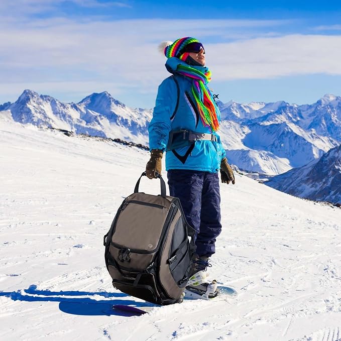 Ski Boot Bag Backpack - 65L Waterproof Skiing Snowboarding Travel Luggage Backpack - Stores Boots Skis Snowboard Helmet Goggles Jackets Gloves & Other Accessories for Men & Women - Image 7