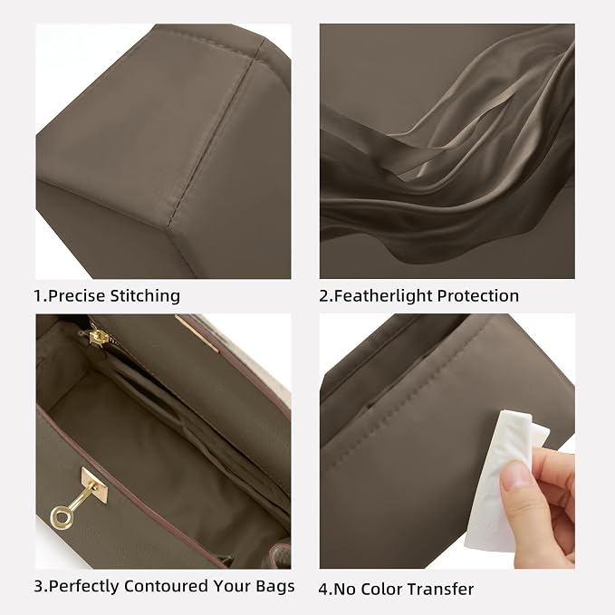 DGAZ Purse Organizer Silky Smooth,Silk,Luxury Handbag Tote in Bag Shapers, Women- Fits Birkin25/30/35/40 Bags (Etoupe grey, BK35) | Soft and Lightweight,Perfect Fit,Multi-pocket Storage,Bag Protector,Luxury Bag Care,Handmade,for Smooth Bag Organizer - Image 3