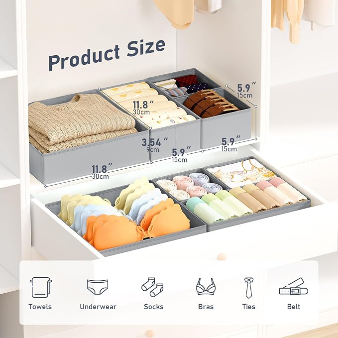 DIMJ Drawer Organizer Clothes, 24 Pack Dresser Organizer, Foldable Closet Organizers and Storage, Fabric Dresser Bins, Drawer Dividers for Nursery, Baby Clothes, Underwears, Sock - Image 2