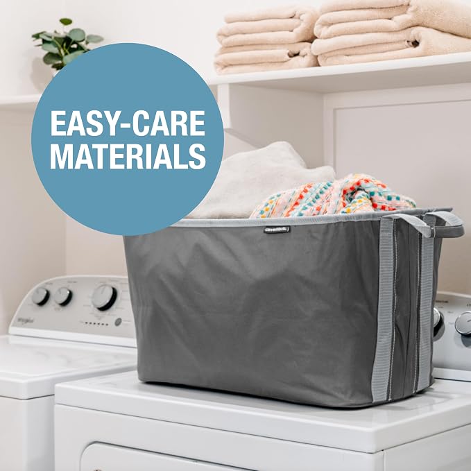 CleverMade Collapsible Laundry Basket 2 Pack – 60L (16 Gal) Foldable Clothes Hamper with Reinforced Handles, Space Saving Fabric Laundry Bin, Holds 55 lbs, Flat Folding for Dorm, Apartment & RV - Denim - Image 6