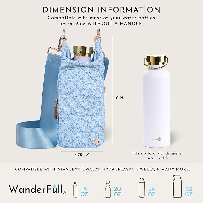 WanderFull® Original HydroBag®, Fits Up to 32 oz Water Bottle Holder with Strap, Gift for Women, Hands-Free Crossbody, Water Bottle Carrier Bag with Phone Pocket - Image 2