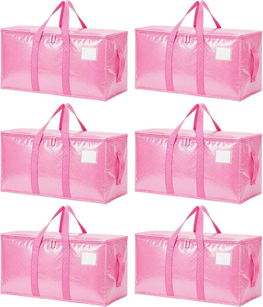 Songrey Heavy Duty Moving Bags, 6 Pack Large Storage Bags with Zipper & Handles, Waterproof Totes Bags for Clothes Packing, Moving, College Supplies, Home Organization by Unknown