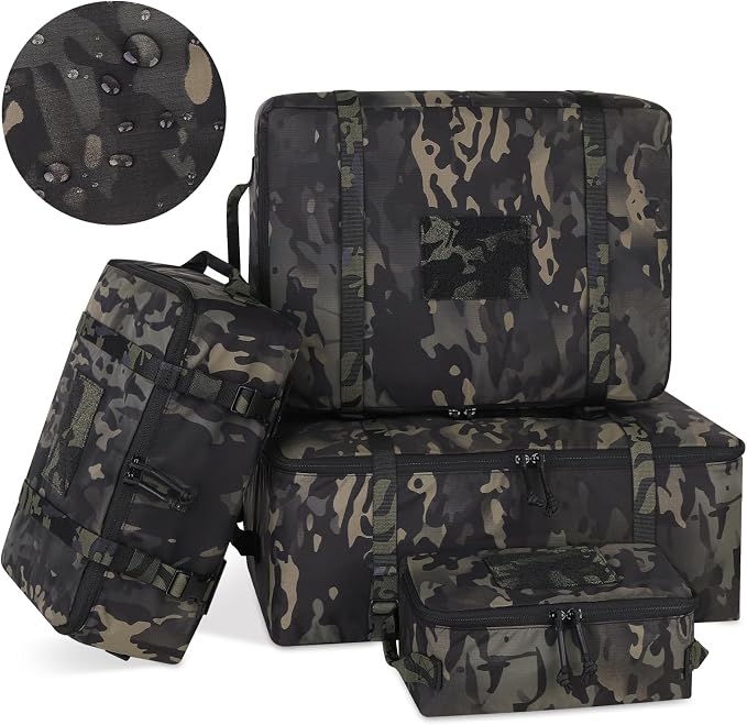 PETAC GEAR 4 PCS Tactical Modular Packing Cubes with Waterproof Material, Large Capacity Storage Bag, Easy Clean Outdoor Travel Organize Storage Pouches Bags (MCBK) - Image 7