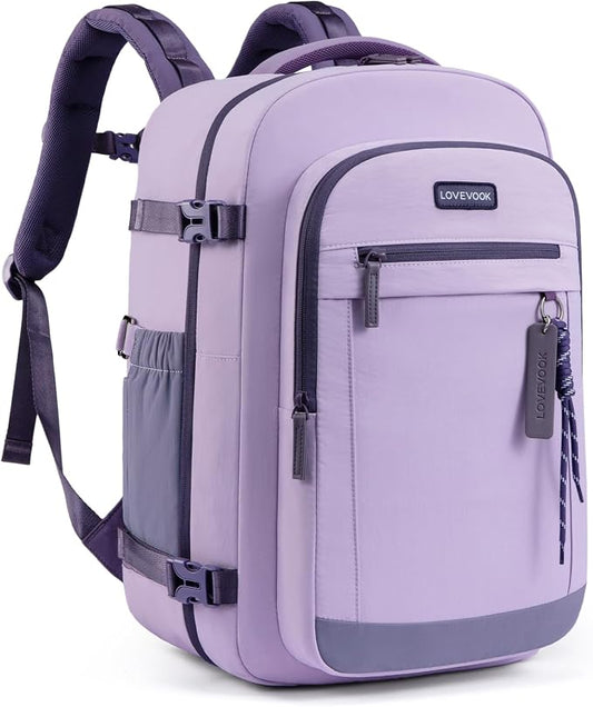 LOVEVOOK 40L Travel Backpack for Women, Airline Approved Carry On Luggage, TSA Personal Item Bag fits 15.6 Inch Laptop, Waterproof Weekender Overnight Suitcase for Work, Purple by LOVEVOOK