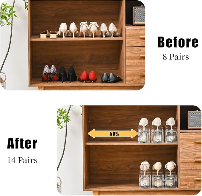 Shoe Slots Organizer，15Pack Shoe Stackers for a Pair of Shoes,Adjustable Shoe Rack with Three Levels，Shoe Storage Shoe Space Saver - Image 4