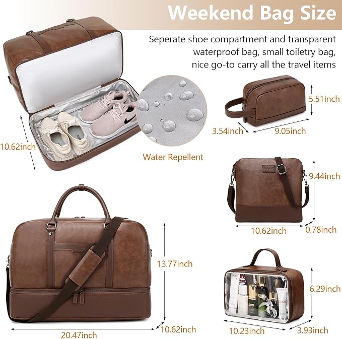 Wogarl Weekender Bag for Women Men Large Overnight Bag Travel Duffel Bag with Shoe Compartment Toiletry Satchel Bag Carry On Bag Fit 21" Laptop - Image 6