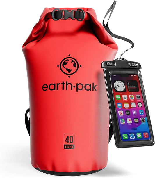 Earth Pak Waterproof Dry Bag - Roll Top Waterproof Backpack Sack Keeps Gear Dry for Kayak with Waterproof Phone Case by earthpak