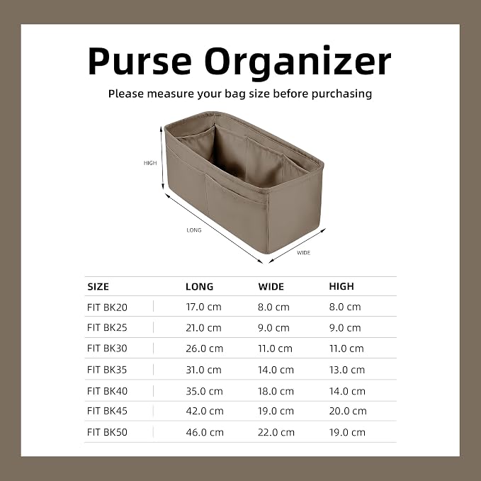 DGAZ Silk Purse Organizer Insert for Birkin Bag(Etoupe grey,BK40) | Soft and Lightweight,Perfect Fit,Multi-pocket Storage,Bag Protector,Luxury Bag Care,Handmade,for Smooth Bag Organizer - Image 8