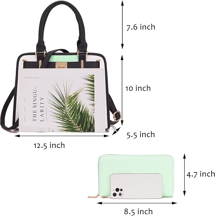 Qiyuer Structured Satchel Tote Handbags Set Women Purses with RFID Wallet | Premium, Sturdy, Spacious, Chic for Daily & Work, Vegan PU Leather, Multi-way Carry, Large Capacity RFID Wallet, Ideal Gift - Image 4