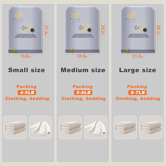 20-Pack Vacuum Bags for Travel with Wireless Rechargeable Pump, Carry-on Size Compression Packing Bags for Luggage & Suitcase, Space Saver for Clothes & Clothing, 20 Combo Travel Size, Fast 3S Vacuum - Image 3