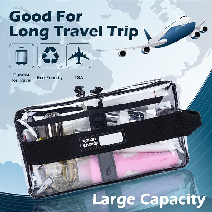 Rough Enough Clear Toiletry Bags for Traveling Toiletries Cosmetic Pouch Makeup Bags TSA Approved for Men and Women Travel - Image 7